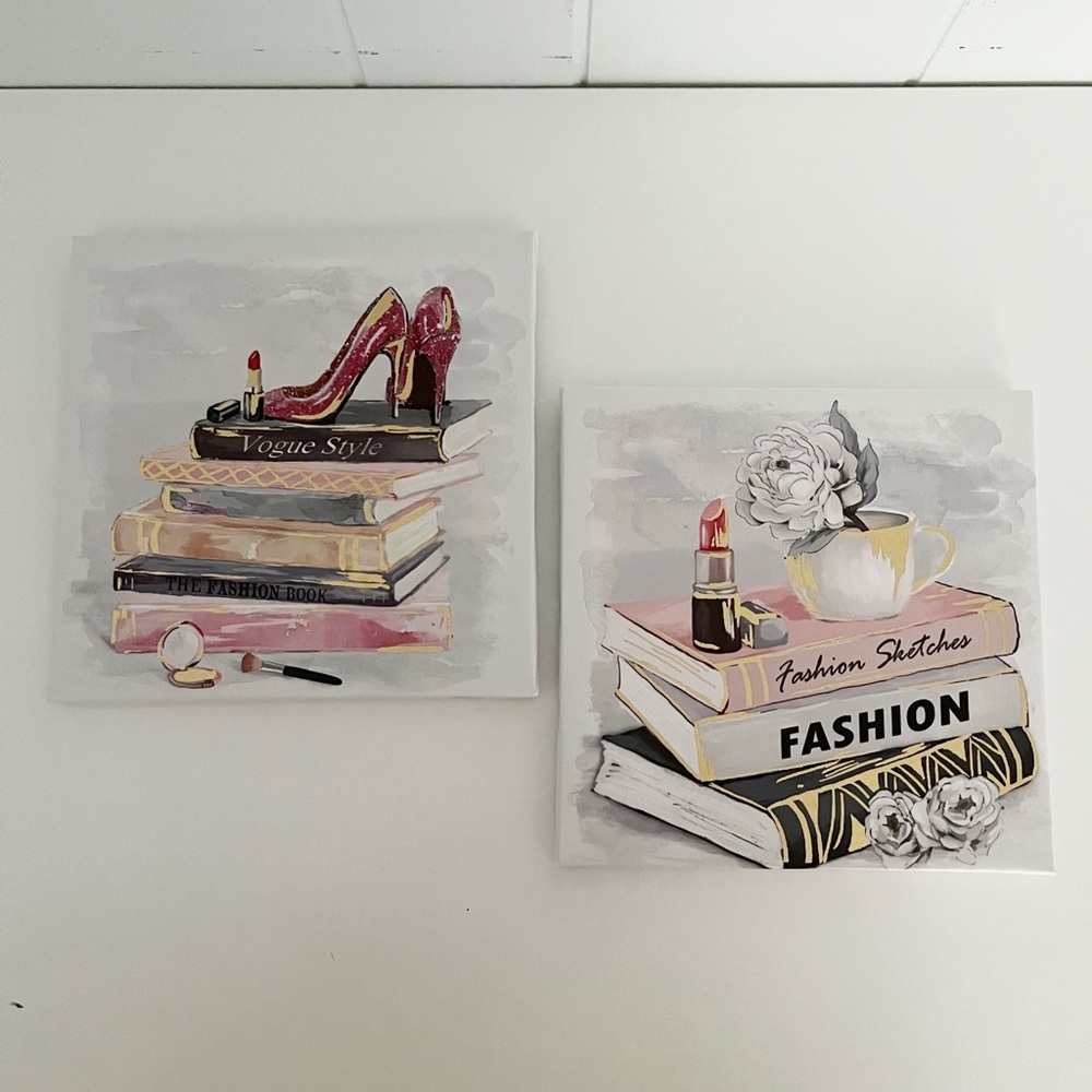Watercolor Fashion Books Wall Art | FIRM PRICE